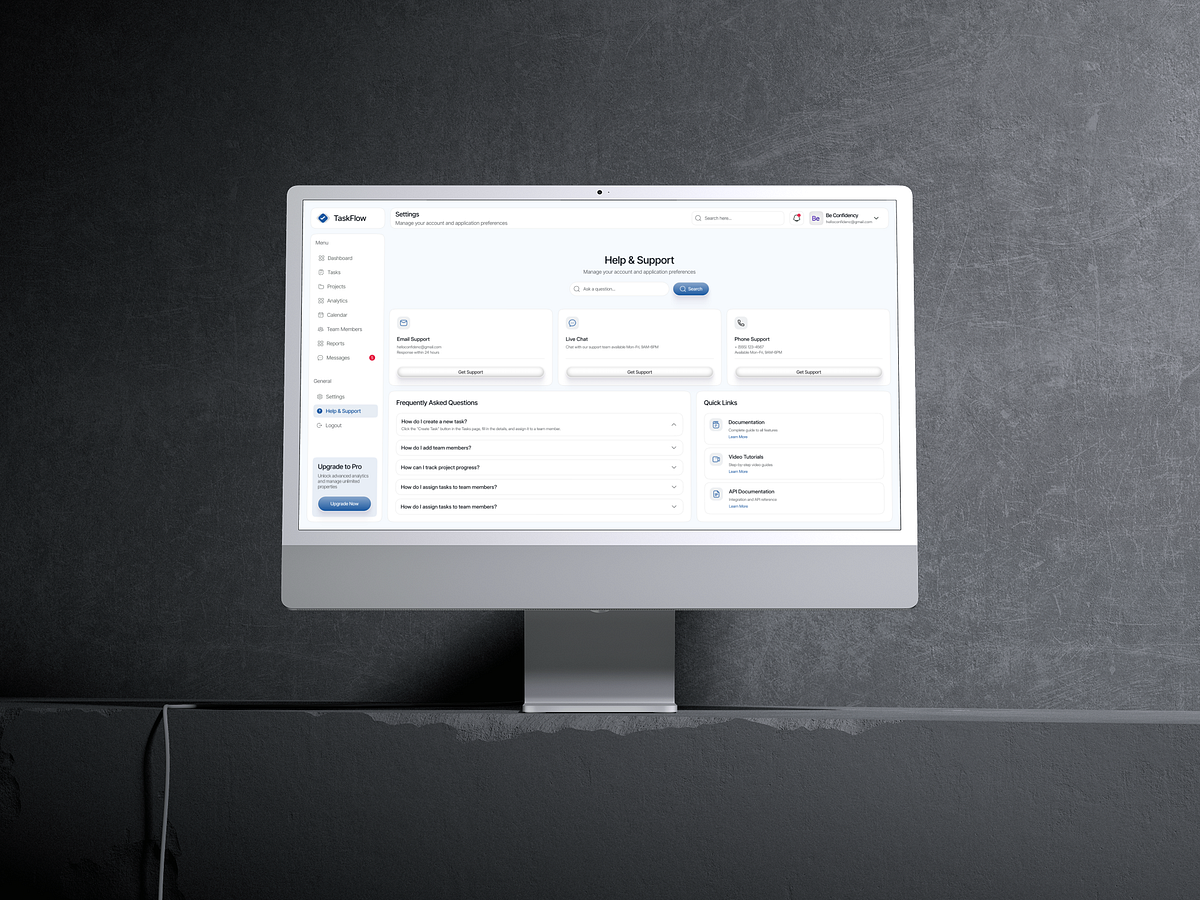 TaskFlow - Help & Support Dashboard UIUX | SaaS Image 3