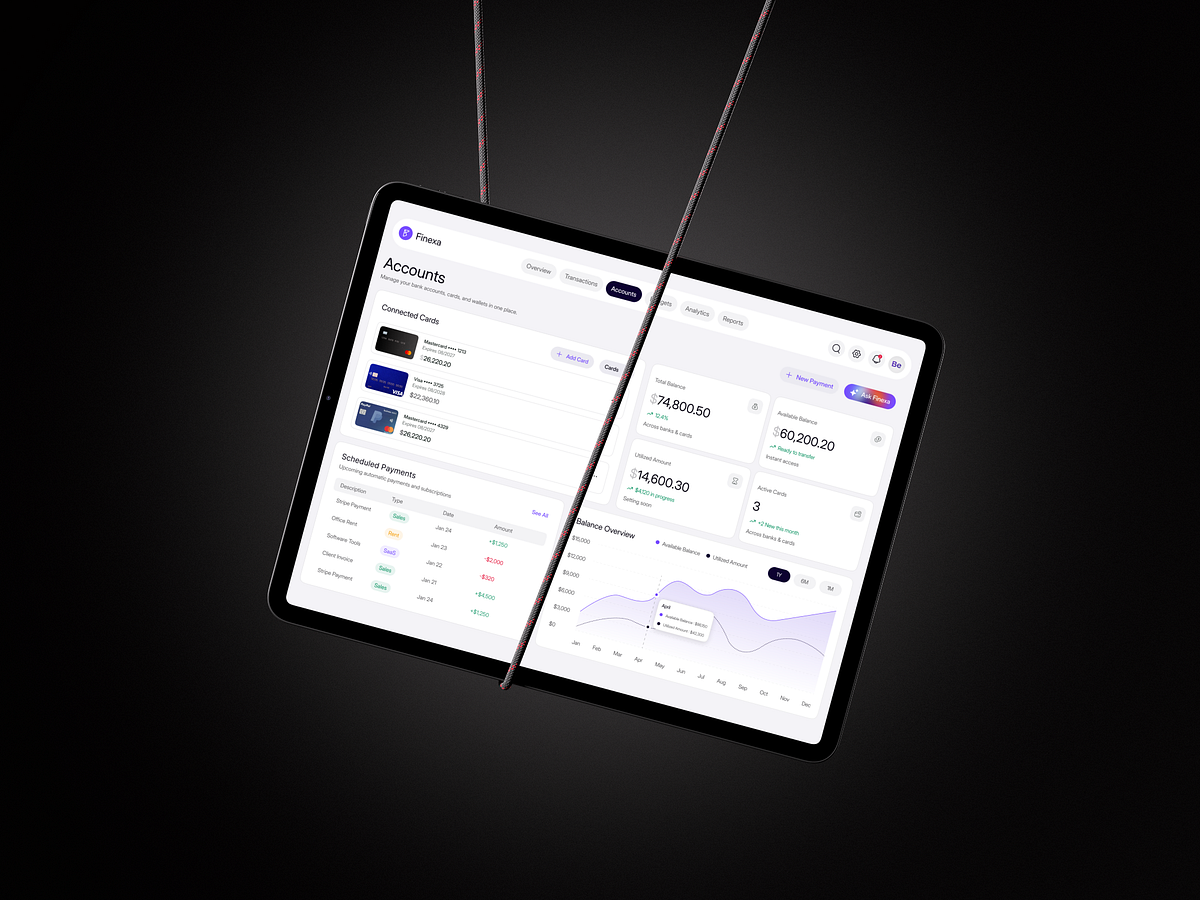 Finexa – Accounts Dashboard UIUX Design Image 3