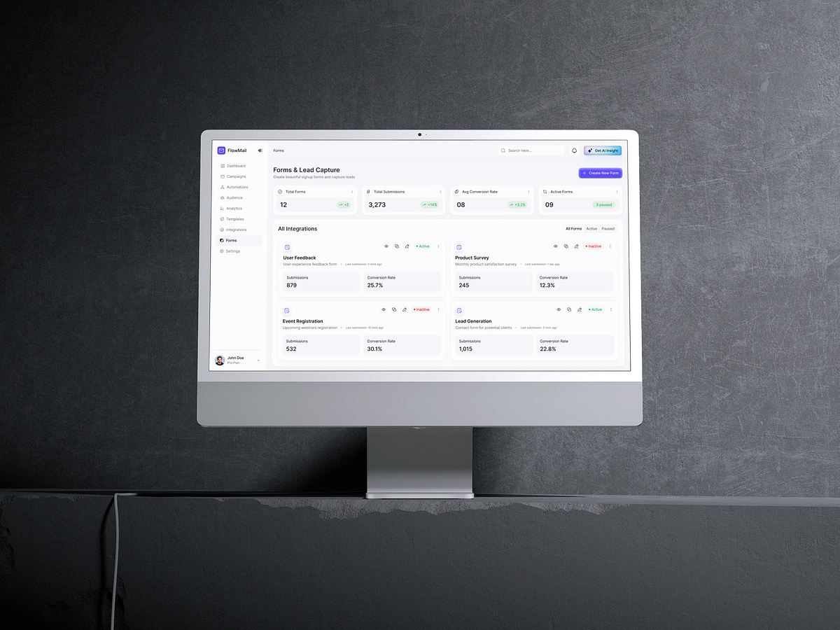 Email Marketing SaaS Dashboard UIUX | Lead Capture Forms Image 1