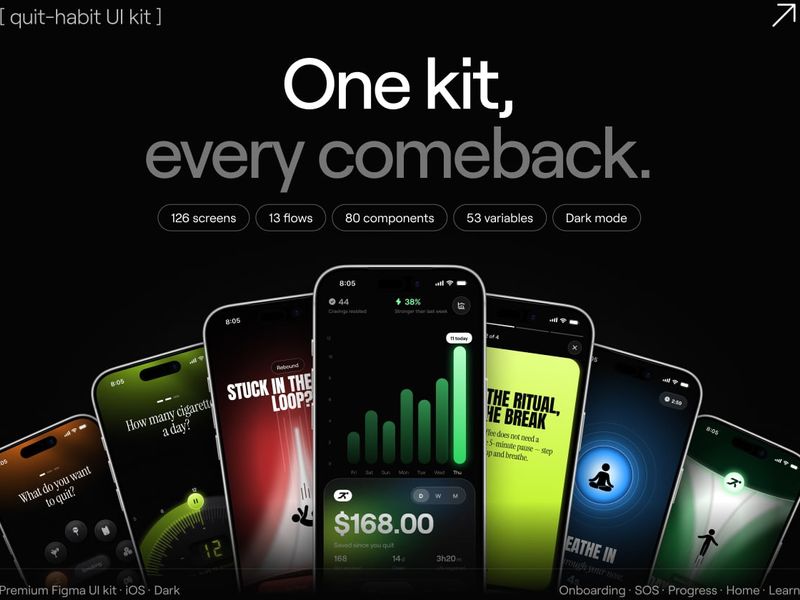 Rebound — Quit-Habit Mobile UI Kit - Mobile design asset by UI8