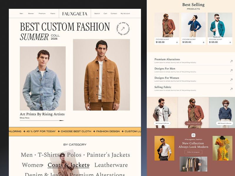 Fauxgaeta - Luxury Fashion eCommerce Website Design