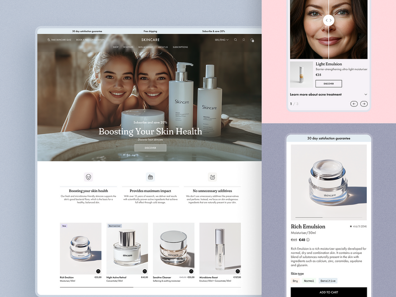 Shopify Design for a Scandinavian Skincare Brand