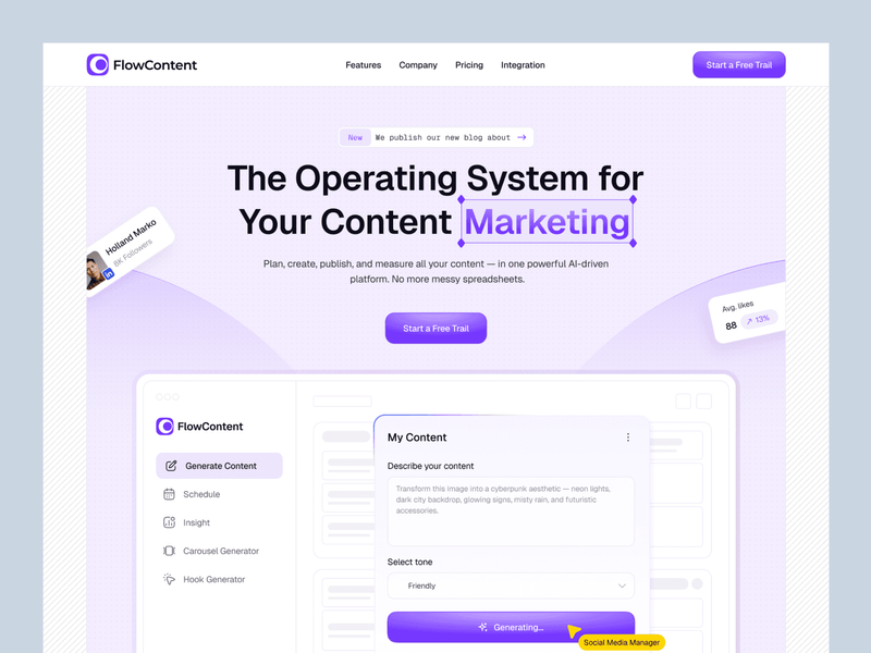 FlowContent — Content Marketing SaaS Template