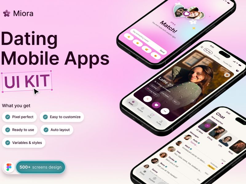 Miora - Dating Mobile Apps - Mobile design asset by UI8