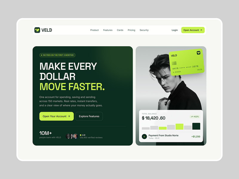 VELD - Fintech Website UI/UX Design