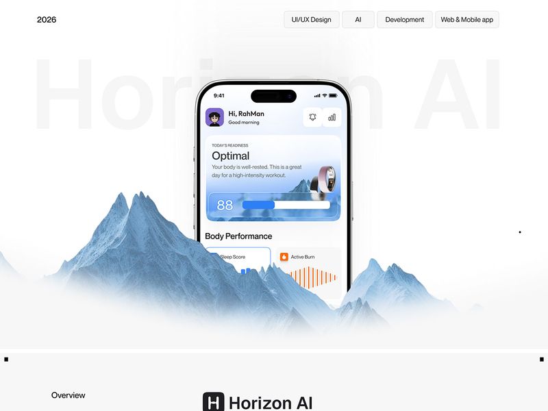 Horizon AI – Health Tracking App & Web Design
