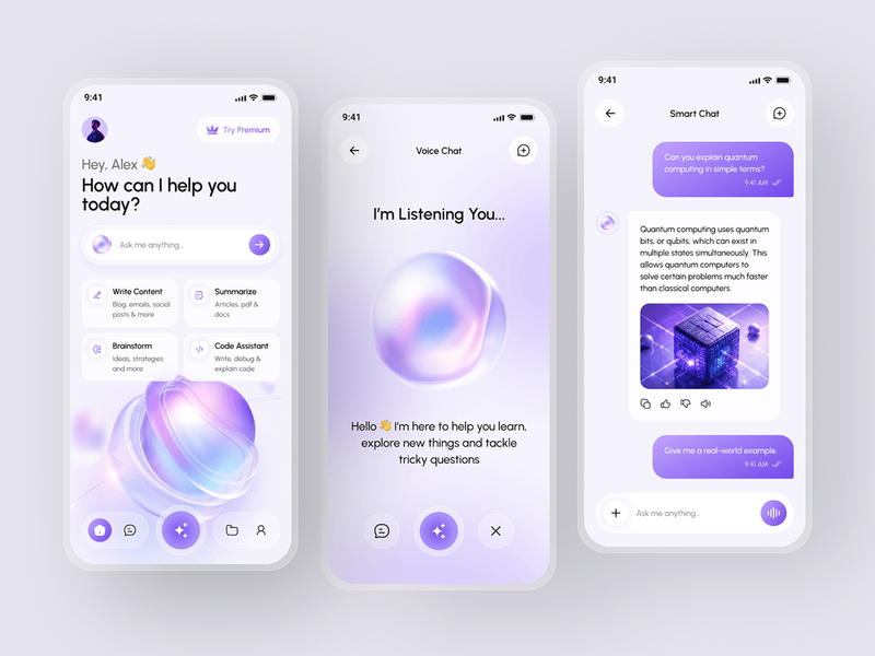 AI Chatbot App UI Design