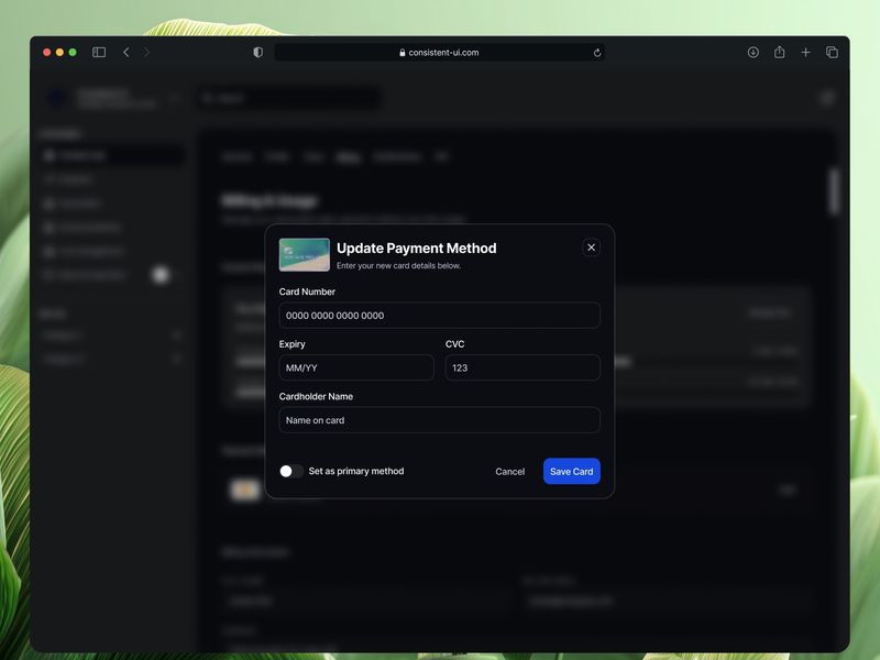Update Payment Method - Consistent UI