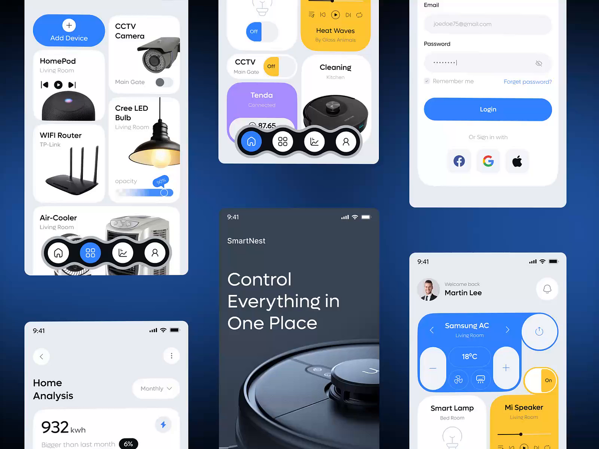 SmartNest - Smart Home App & UI UX Design
