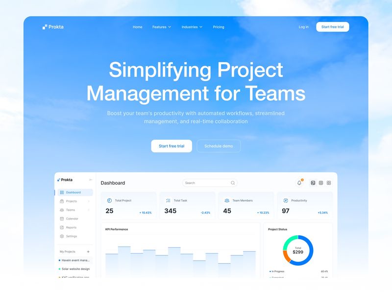 Project Management SaaS Website Landing Page Hero Section