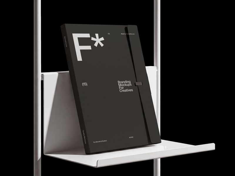 Presentation Folder Mockup on Display Shelf