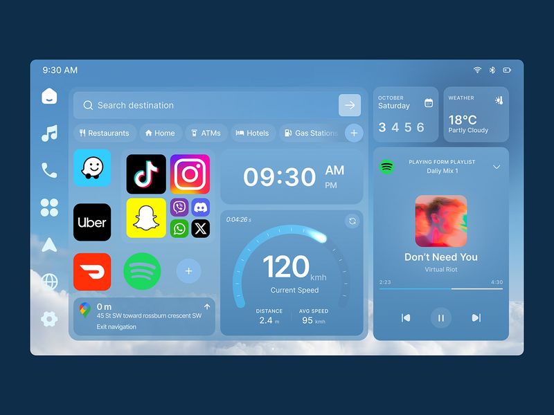 Smart Car Dashboard UI Concept