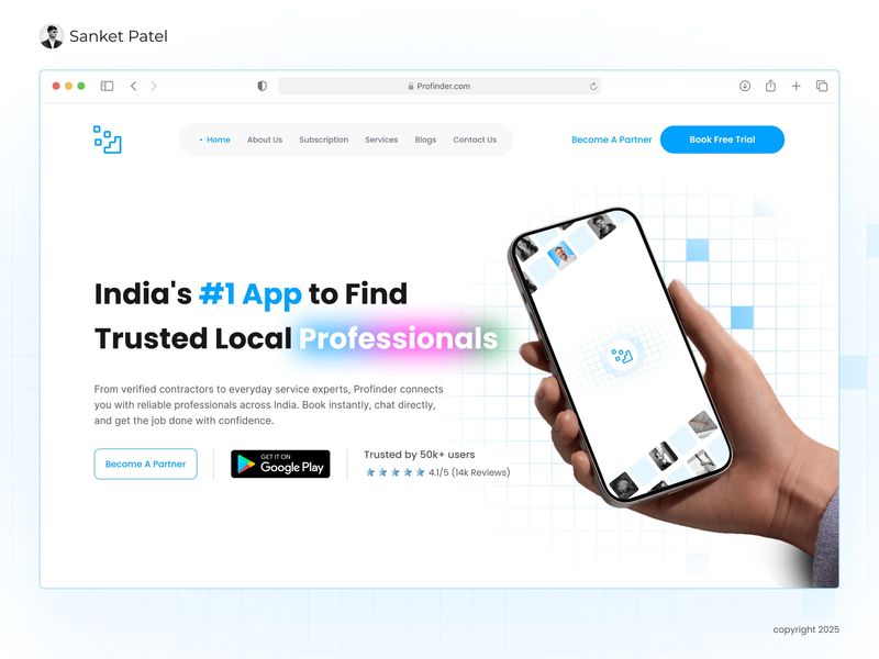 Profinder – Hero Section Design Concept