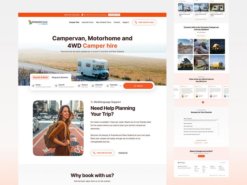 Campervan Hire Website Redesign – Before & After