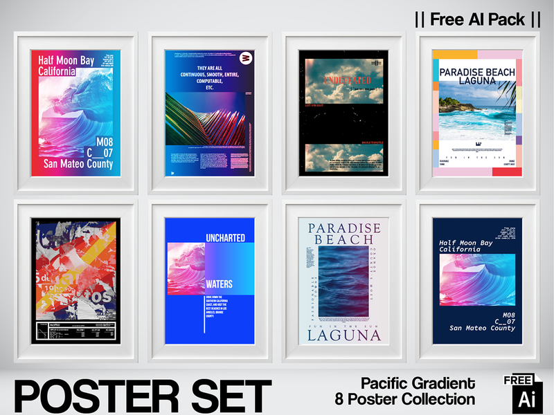 Pacific Gradient — 8 Free AI Poster Collection