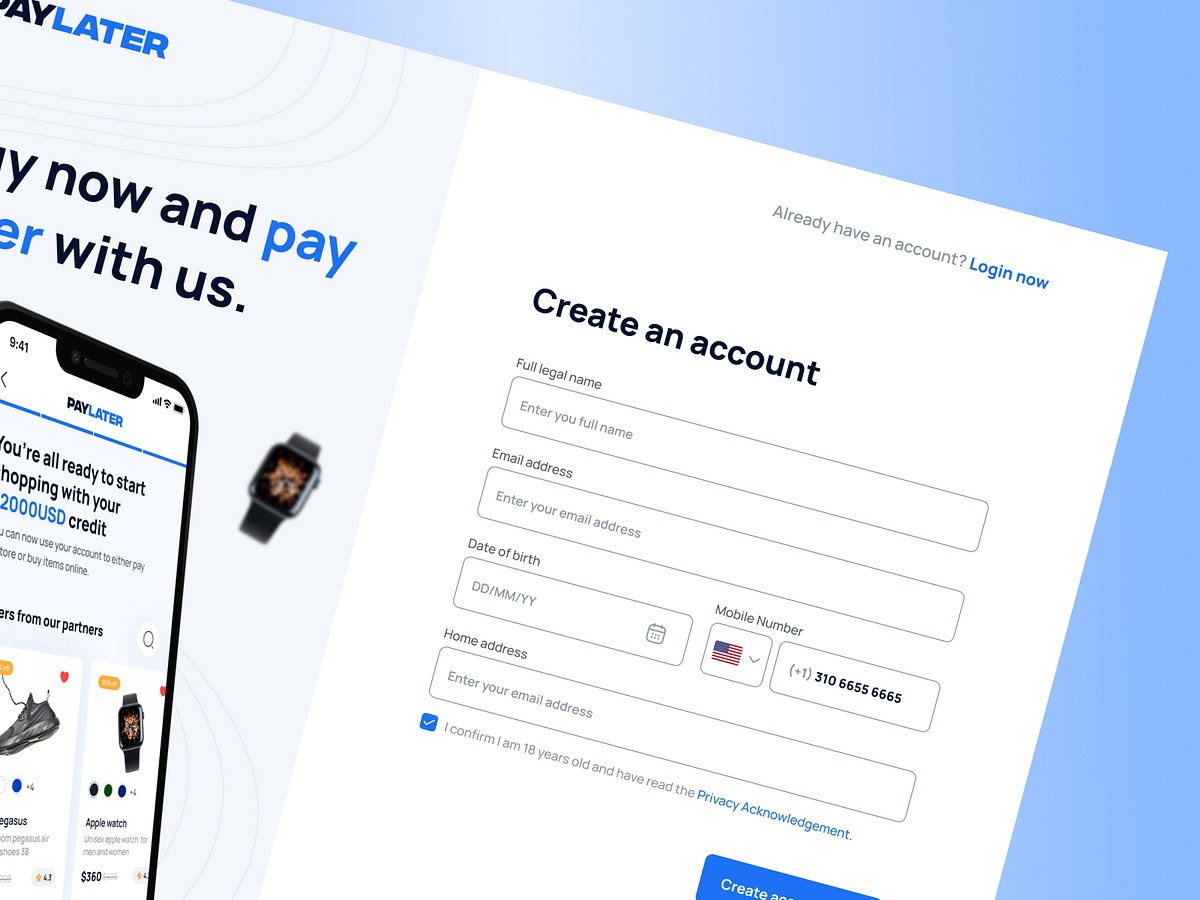 Fintech signup page concept Image 1