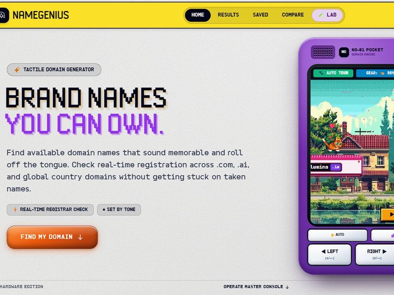 NameGenius: A physical-style synthesizer for domain and brand names