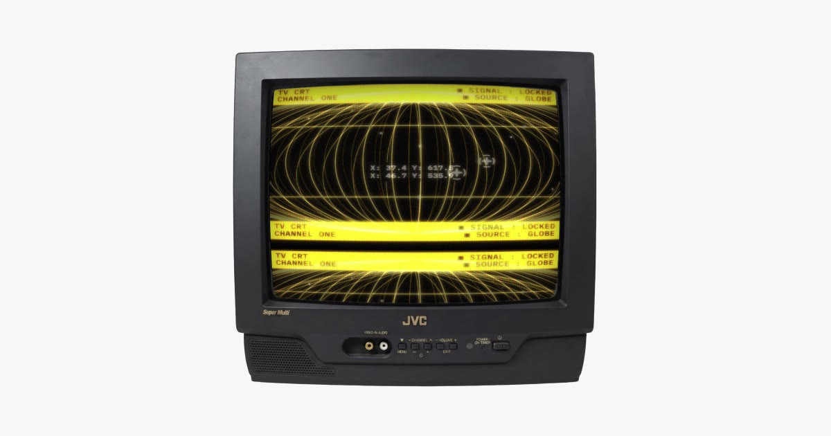 TV CRT — Generative channels run through one WebGL CRT tube