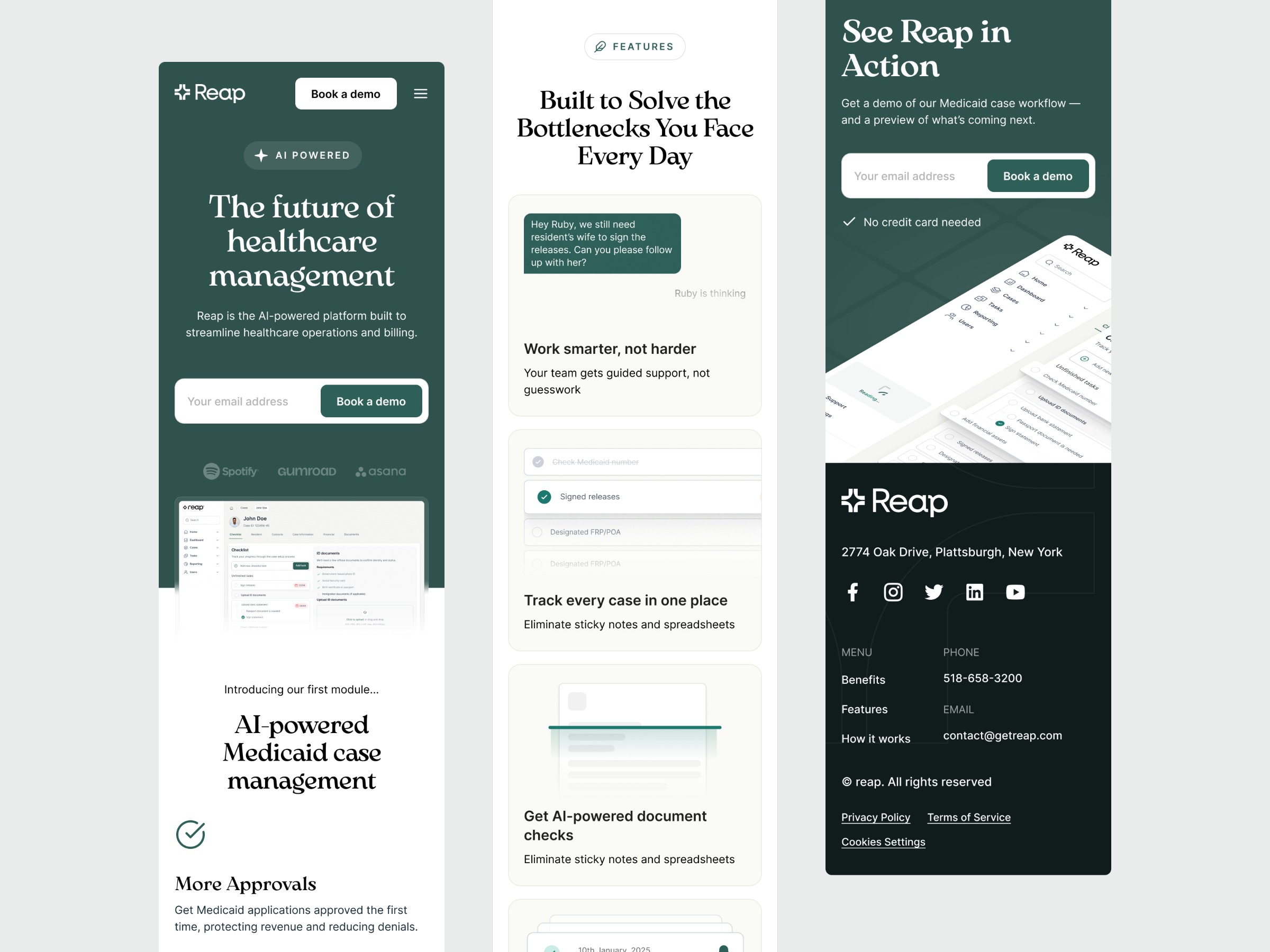 A mobile-optimized landing page for Reap Image 2
