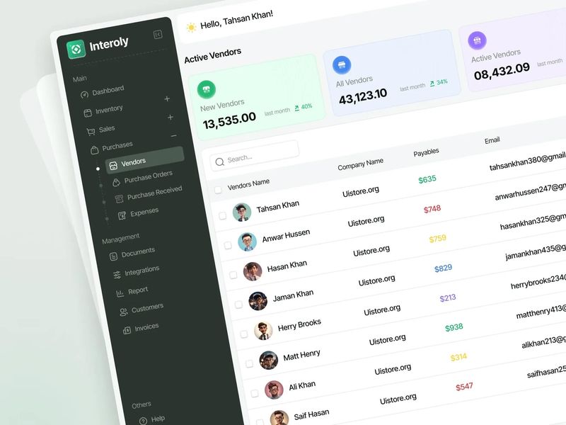 Inventory Management Vendors Design