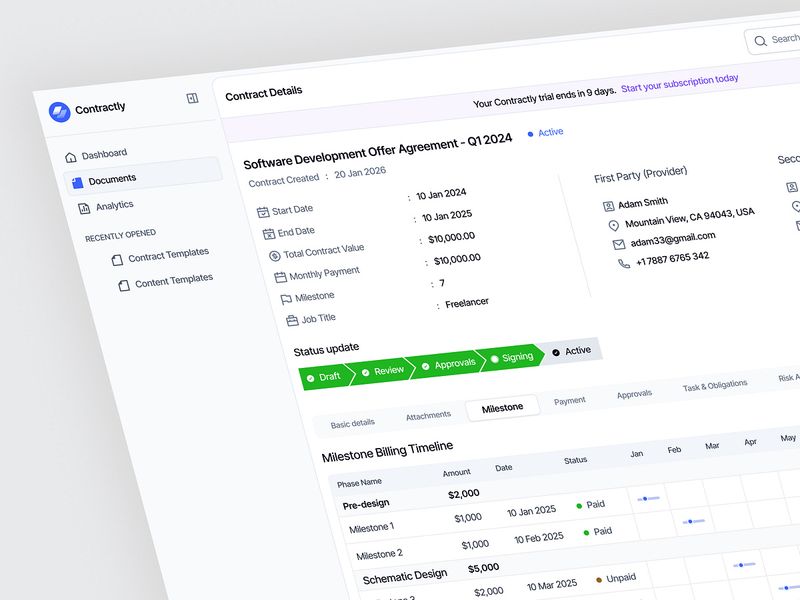Contractly - Project Details  - Milestone