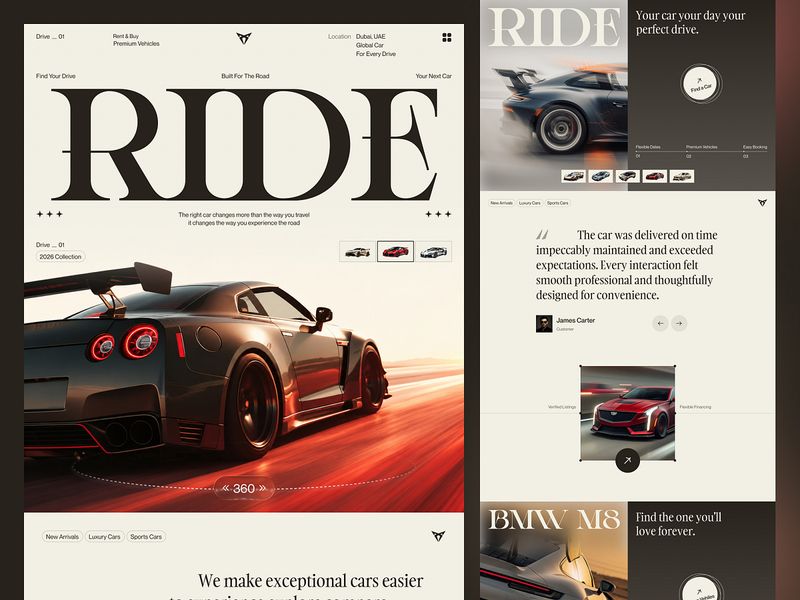RIDE Premium Luxury Car Rental Website