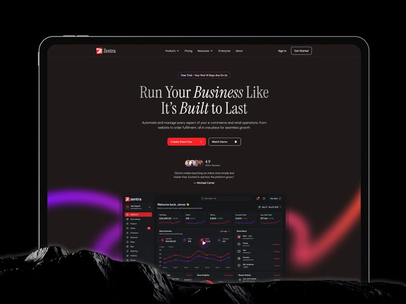 Zentra — Website Builder SaaS UI/UX Design