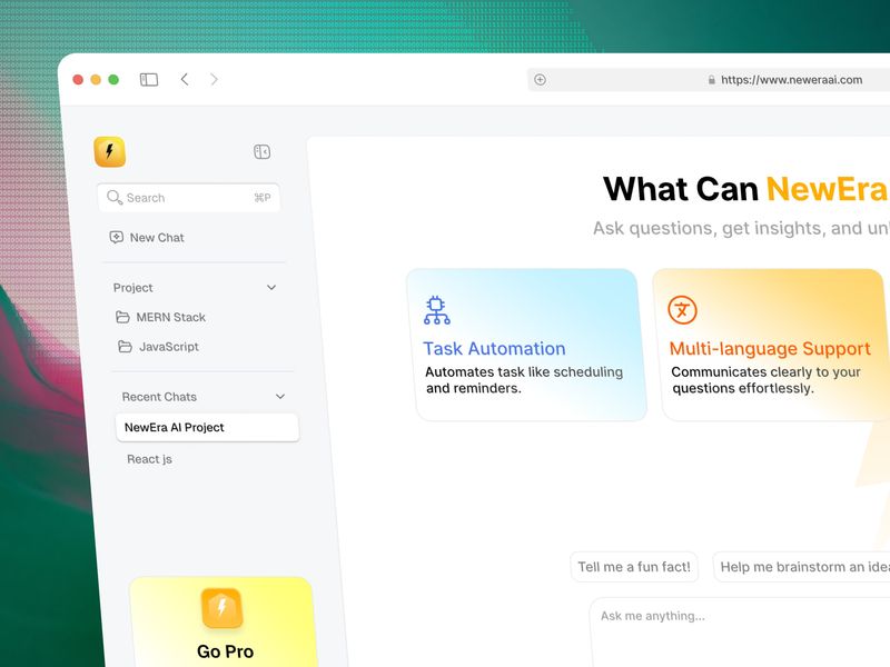 NewEra AI – AI Assistant Web App Interface Design
