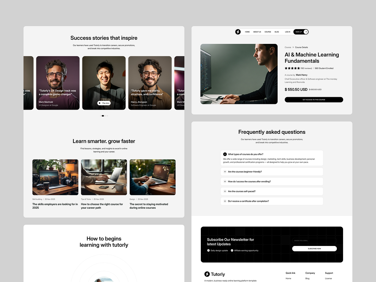 Tutorly - Online Learning & Course Platform UI Design Image 1