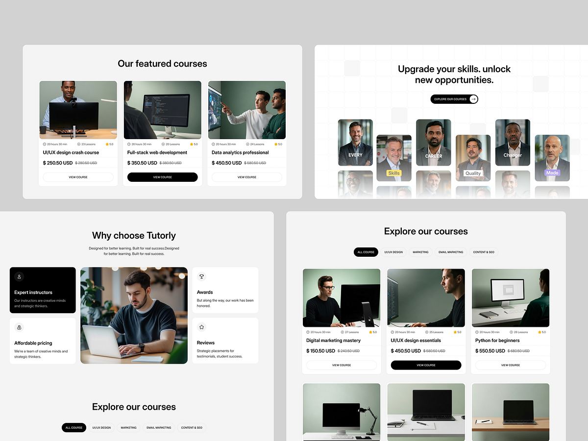 Tutorly - Online Learning & Course Platform UI Design Image 2