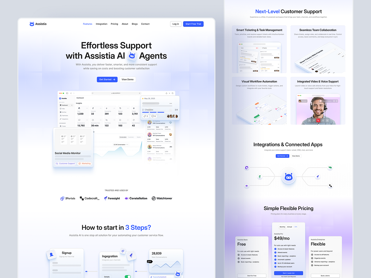 Assistia — AI Startup & SaaS Web Interface Design Image 0