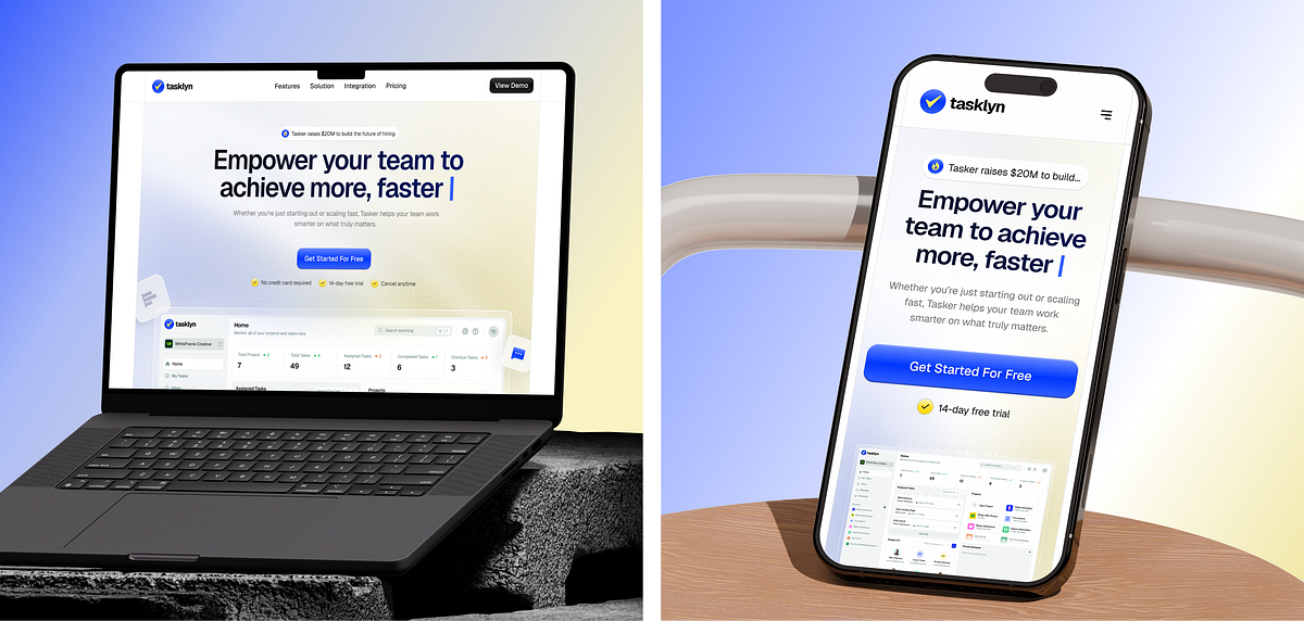 Tasklyn Mobile - Responsive SaaS Experience