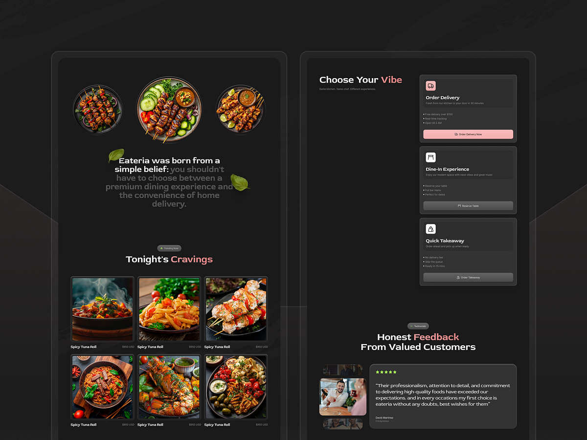 Eateria Restaurant Website Design Image 1