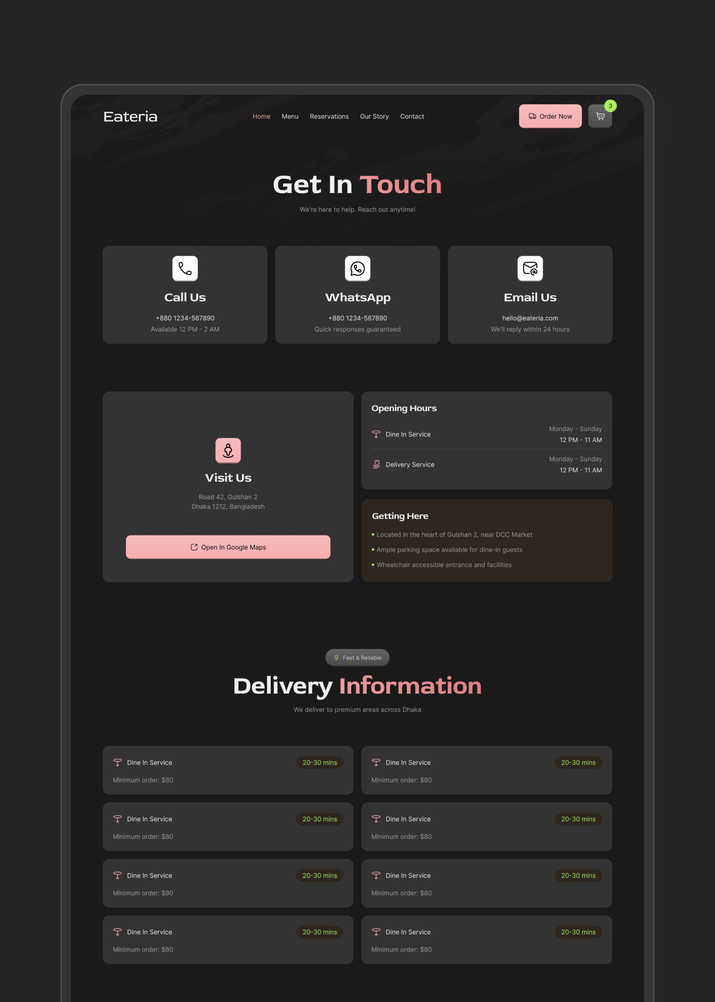 Eateria — Restaurant Website UI Case Study Image 12