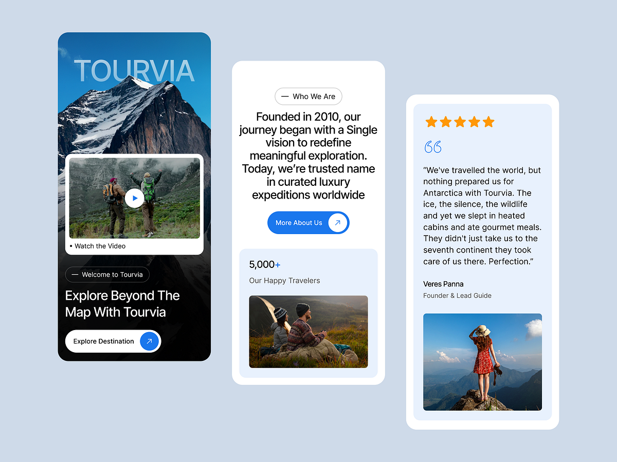 Tourvia Responsive Travel Template: Mobile, Tablet & Desktop UI