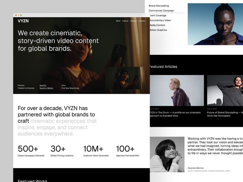 VYZN — Video Production Agency Template