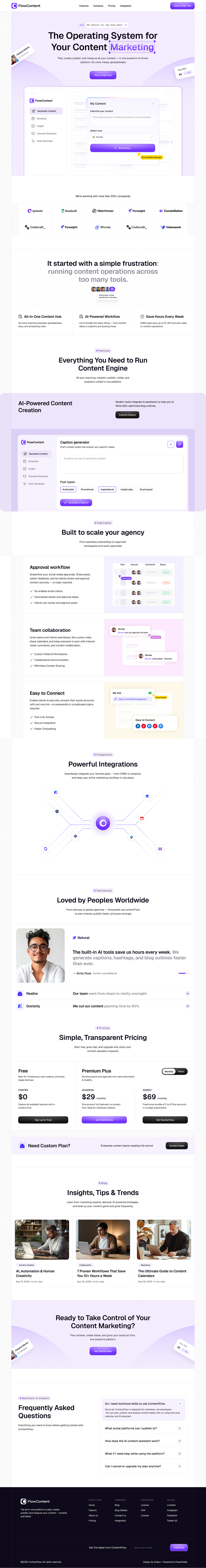 FlowContent SaaS Template: Full Design System & Landing Page Kit Image 4