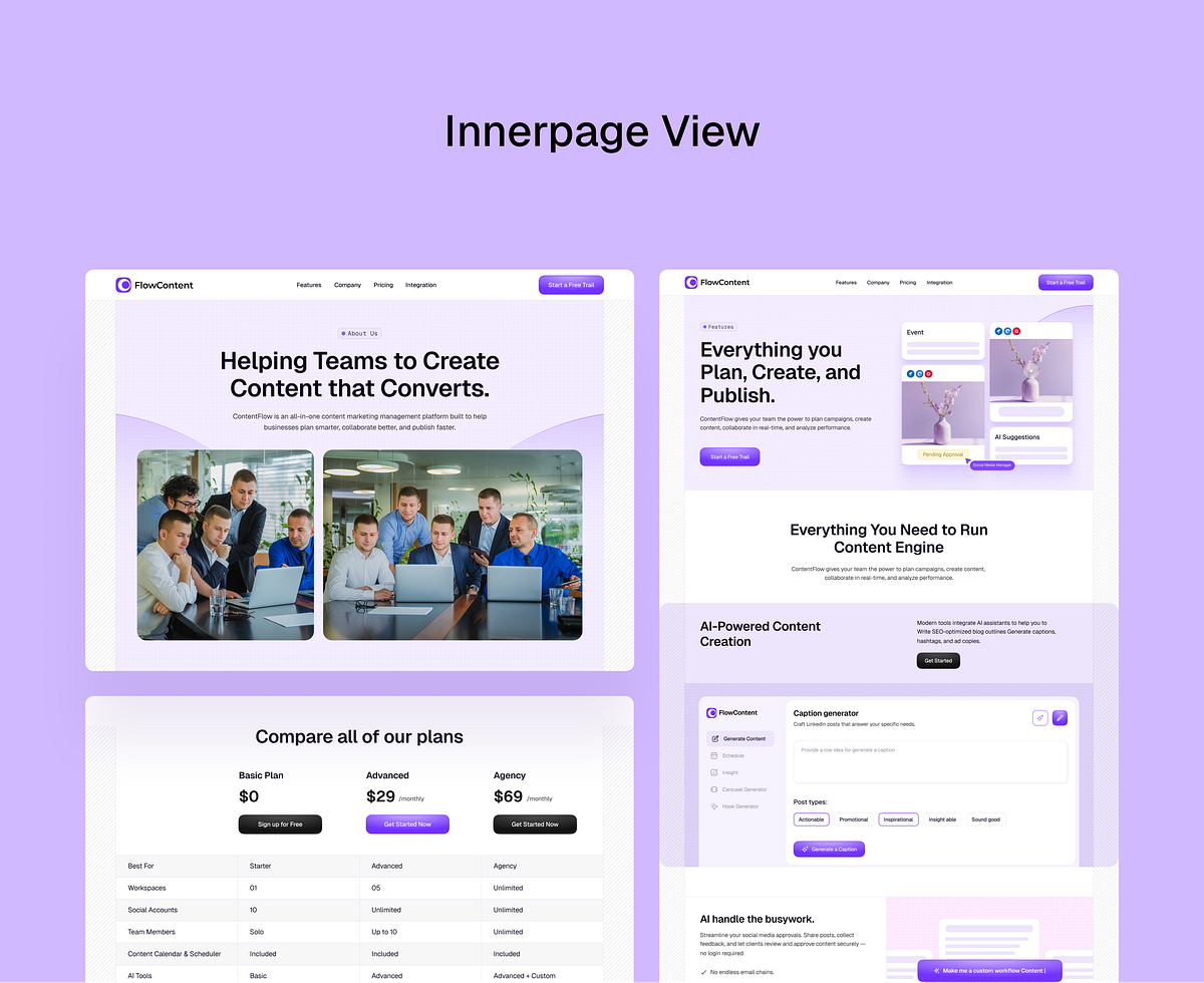 FlowContent SaaS Template: Full Design System & Landing Page Kit Image 5