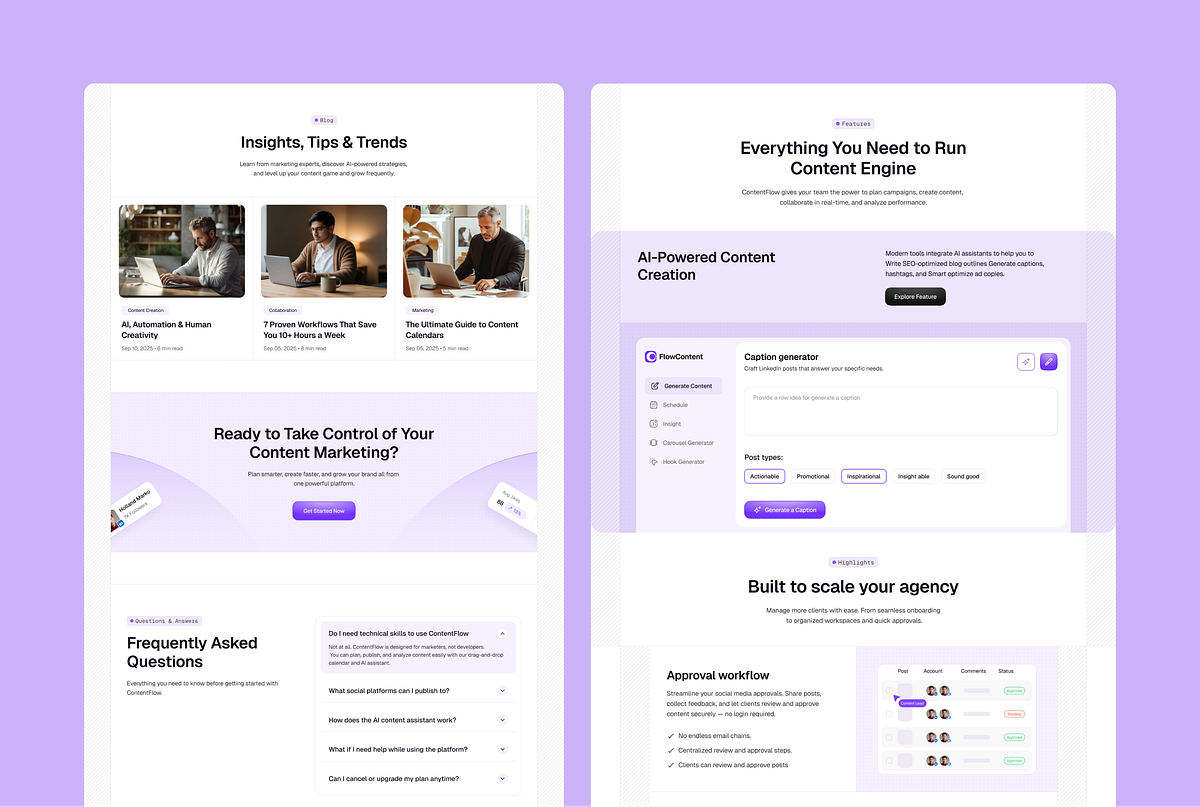 FlowContent SaaS Template: Full Design System & Landing Page Kit Image 6