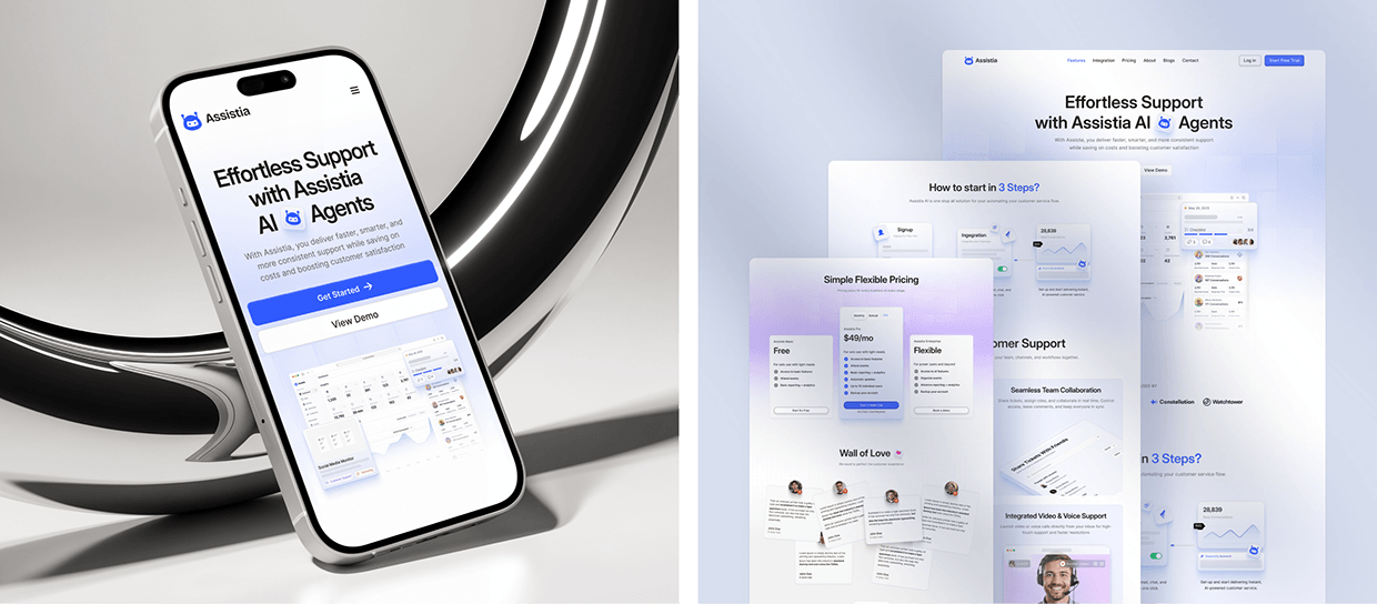 Assistia - AI Startup & SaaS Website UI/UX Design Image 8