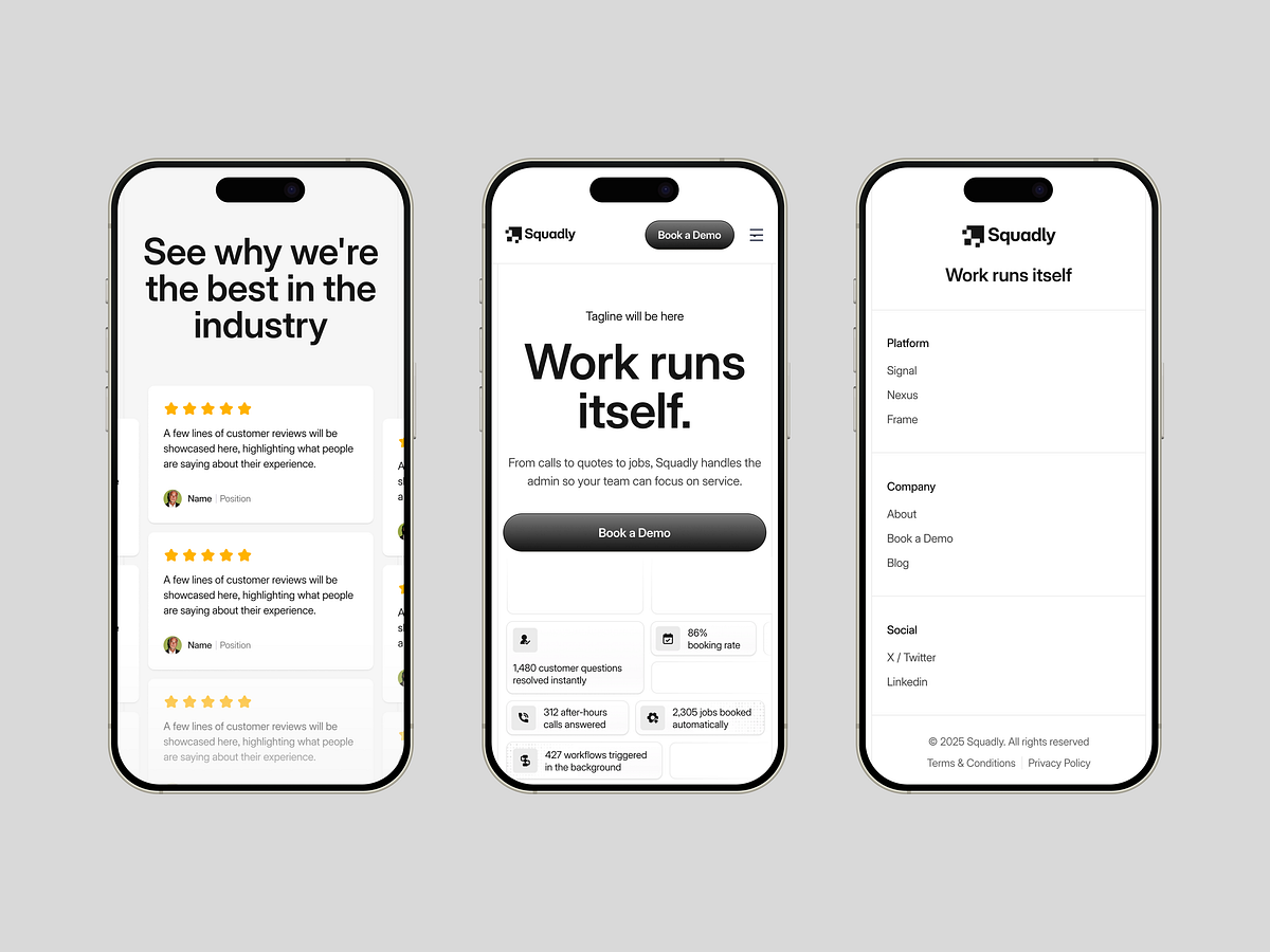 Squadly Mobile App & Responsive Web UI