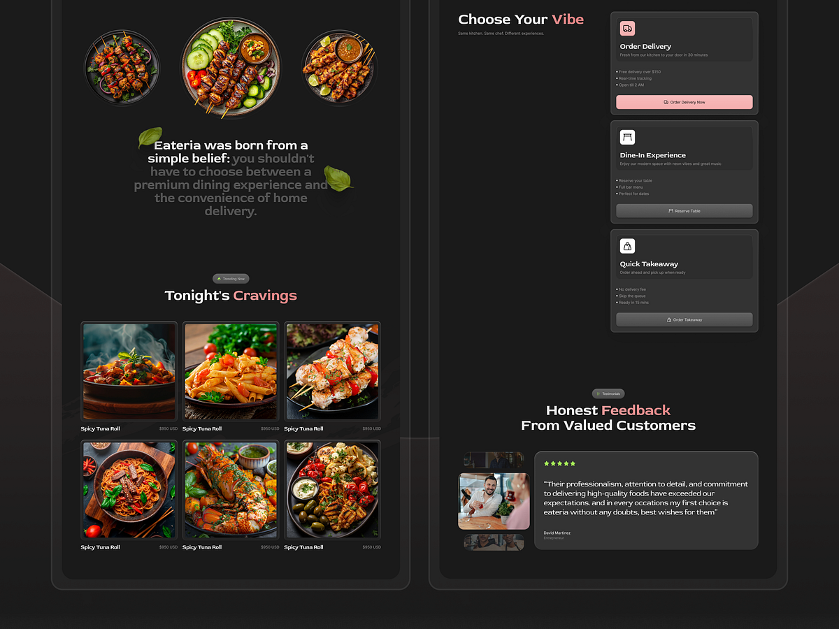 Eateria Restaurant Website Design Image 0