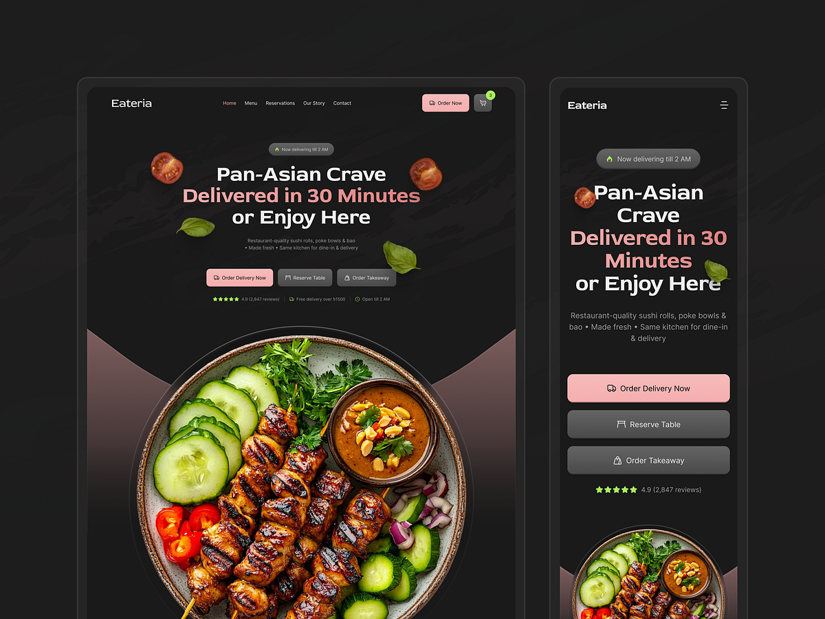 Eateria - Restaurant Website Key Pages Showcase