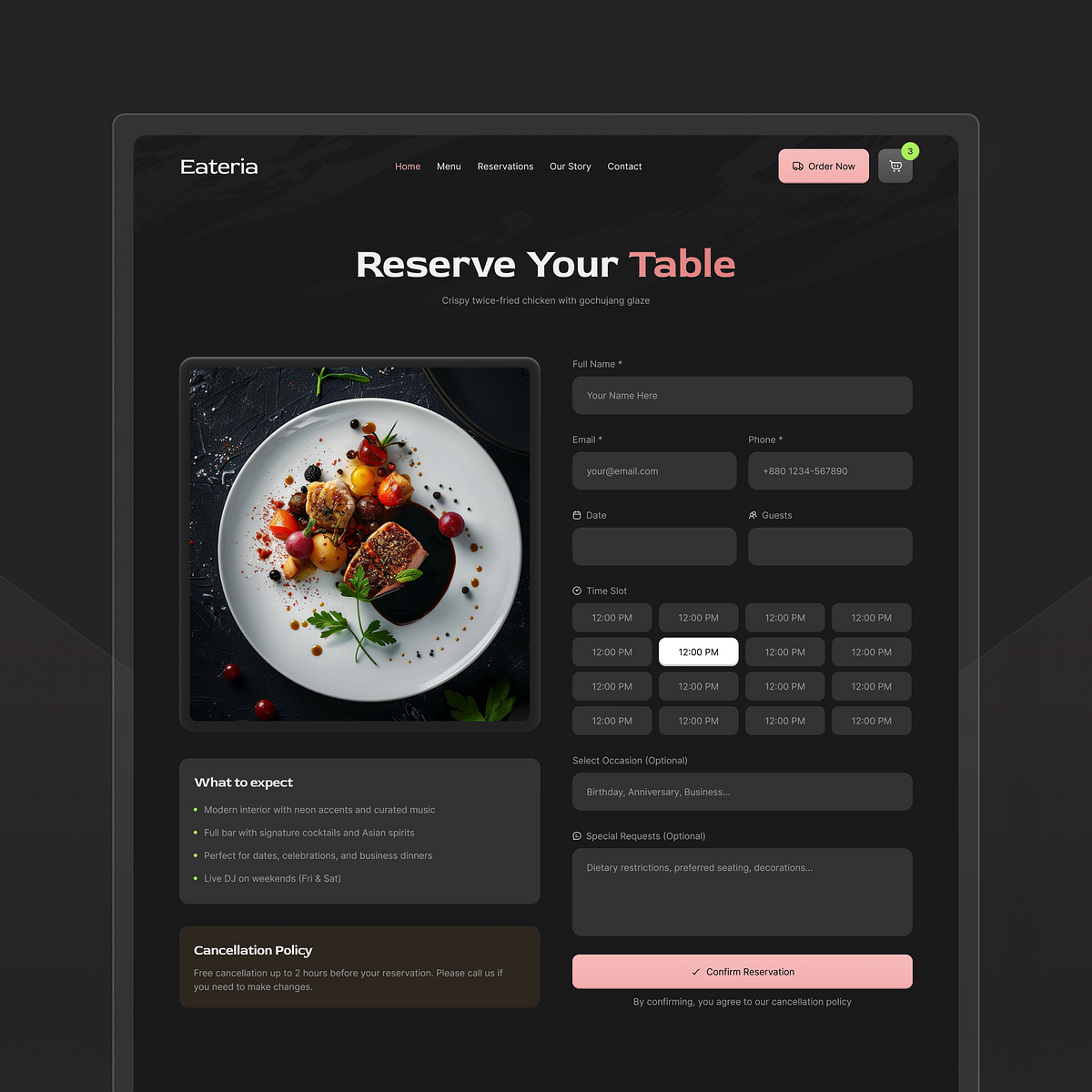 Eateria - Restaurant Website Key Pages Showcase Image 0