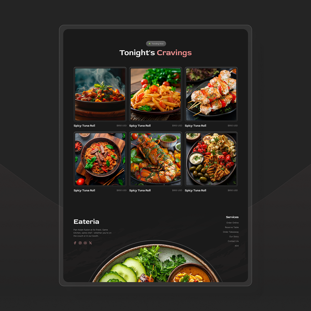 Eateria - Restaurant Website Key Pages Showcase Image 1