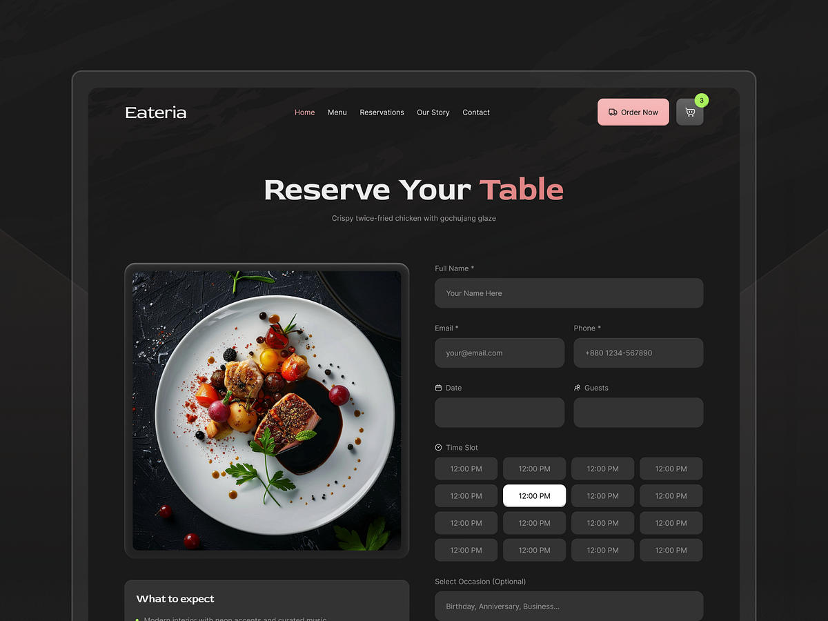 Eateria - Restaurant Website Key Pages Showcase Image 3