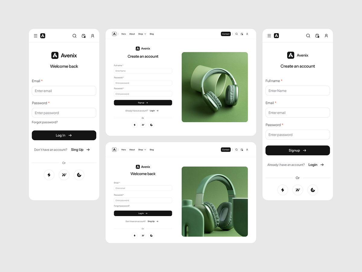 Avenix — E-Commerce Inner Pages UI Design Image 0