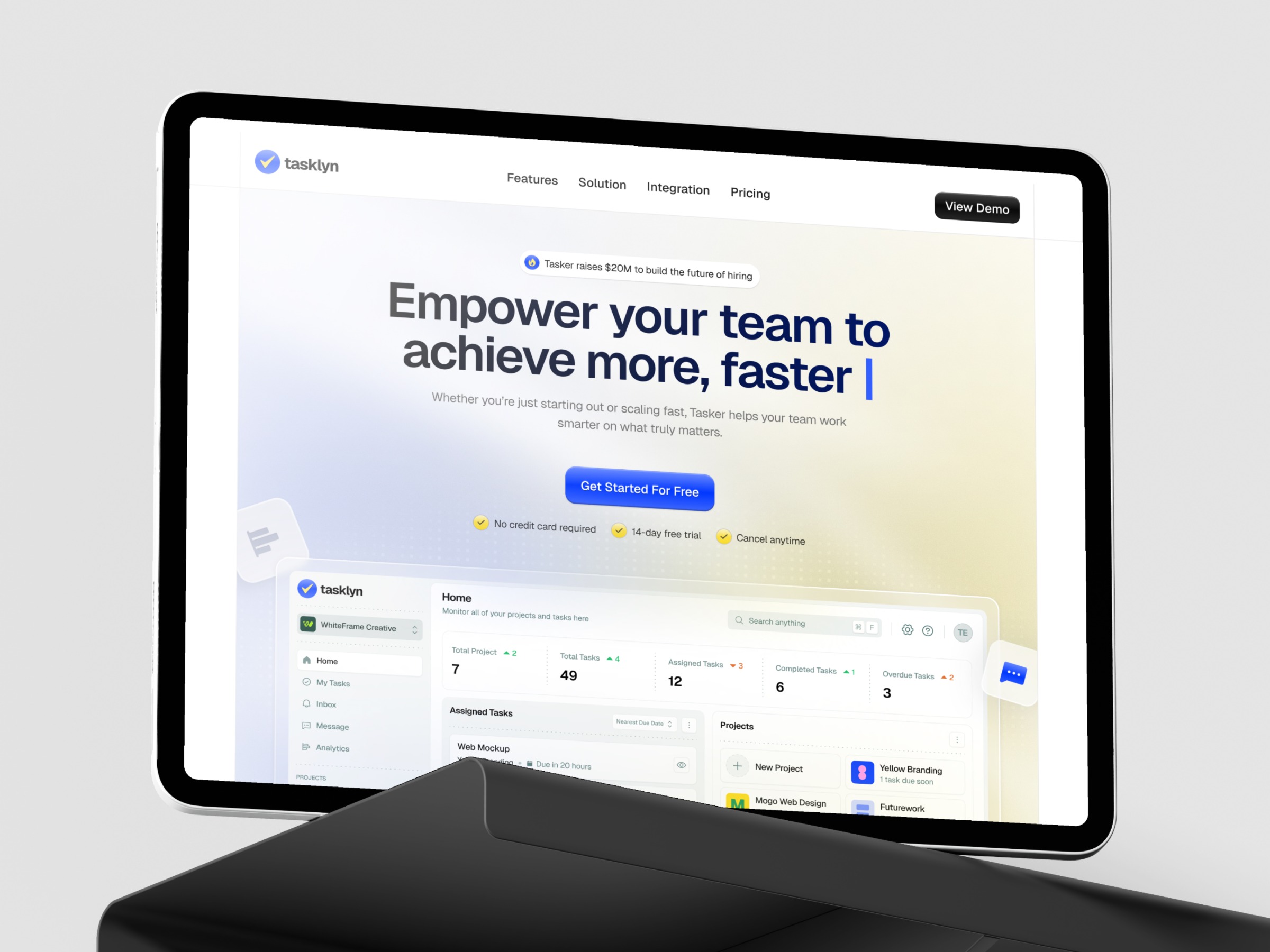 Tasklyn Website Page Template for Webflow