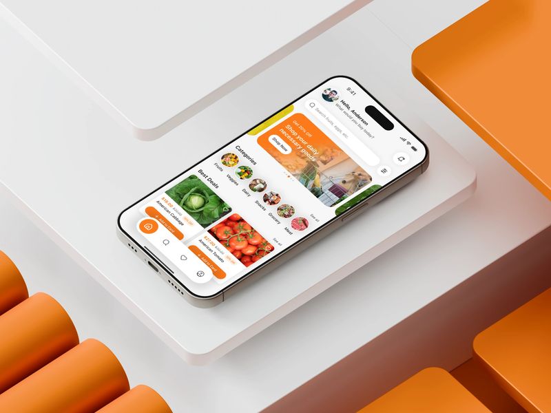 Grocery Shopping Mobile App - Home Screen Design