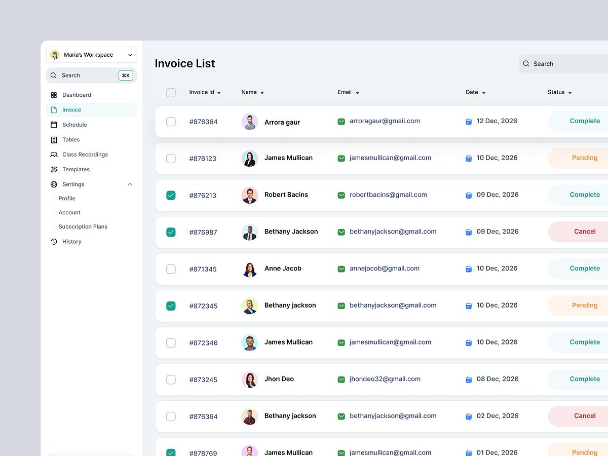 Task Force Invoice Invoice & Task Dashboard SaaS Product by Airzon Agency on Muzli